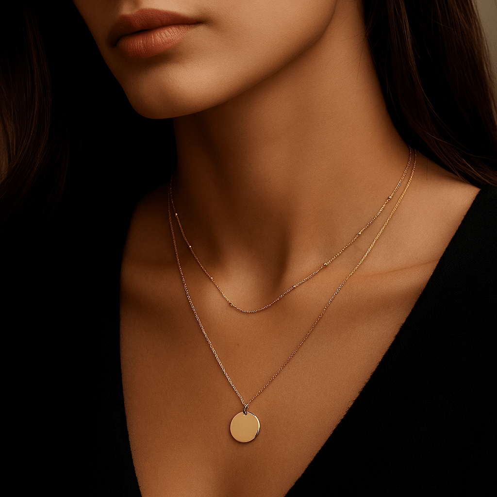 Simplicity Necklace – Double Chain and Plain Medallion