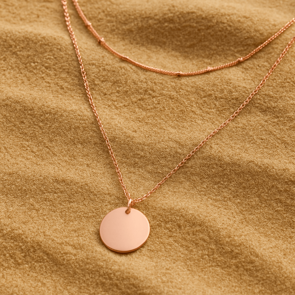 Simplicity Necklace – Double Chain and Plain Medallion