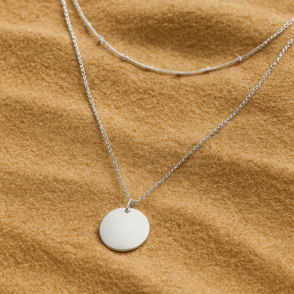 Simplicity Necklace – Double Chain and Plain Medallion