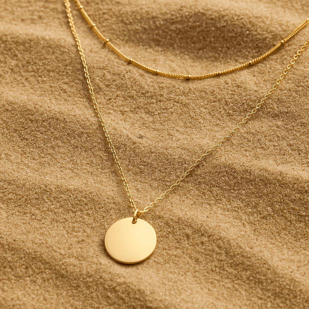 Simplicity Necklace – Double Chain and Plain Medallion