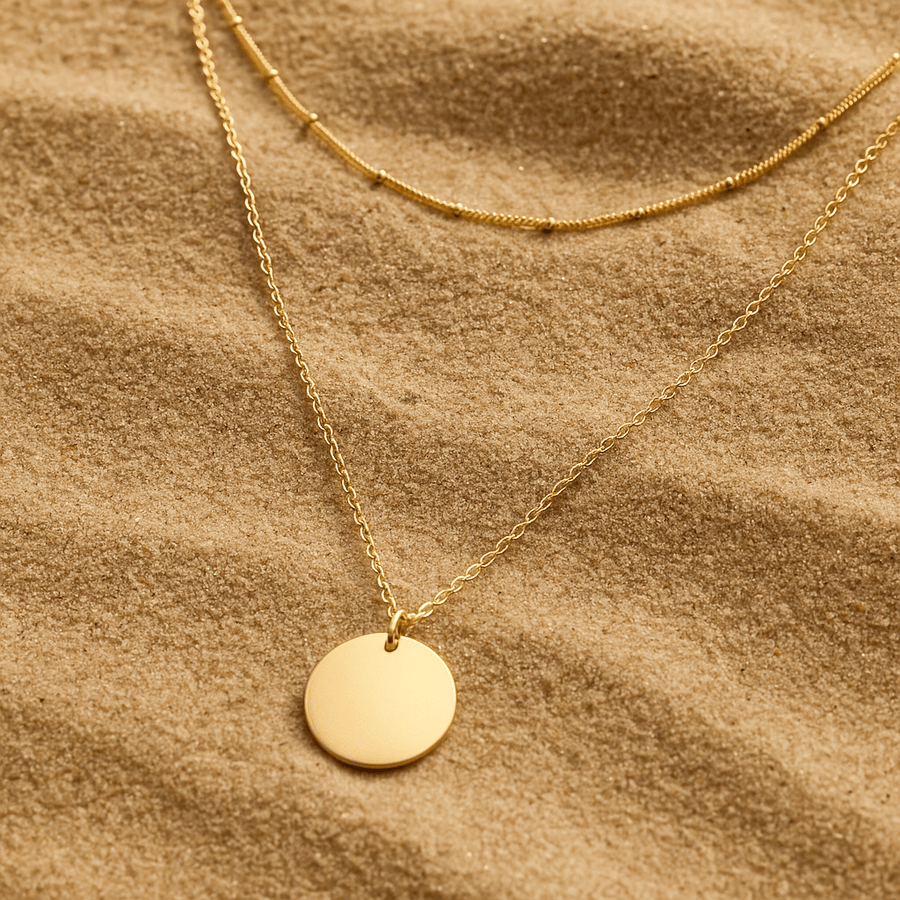 Simplicity Necklace – Double Chain and Plain Medallion