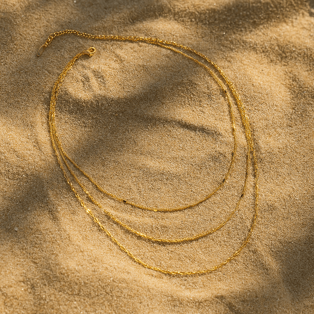 Spontaneous Necklace – Triple Row Plated in 18k Gold