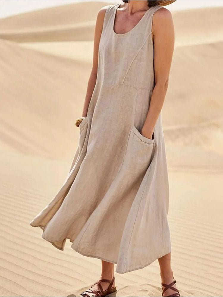 Zoe | Women's Sleeveless Pocket Maxi Casual Dress