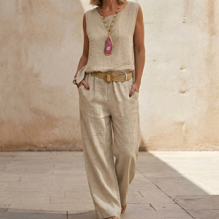 Paloma | Sleeveless Bohemian Top with Matching Cropped Pants