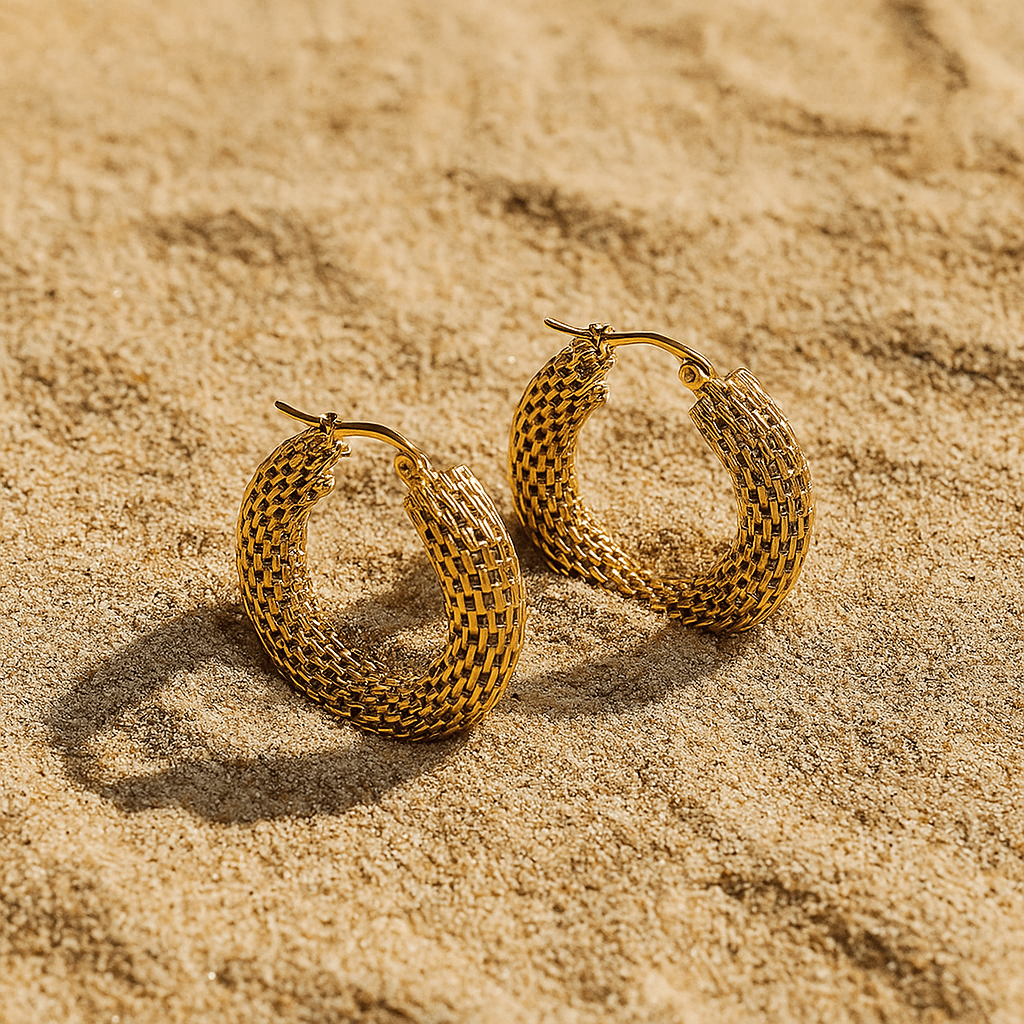 Albero Earrings – Braided hoops in 18K gold-plated stainless steel