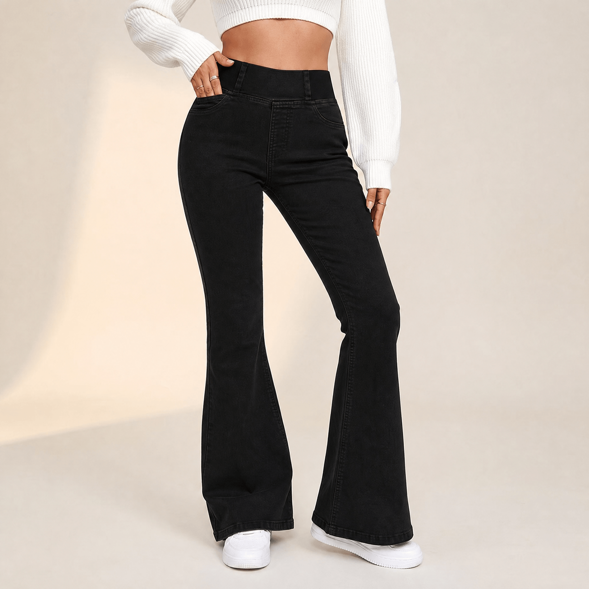 Curvela – Women's High Waist Stretch Flare Jeans
