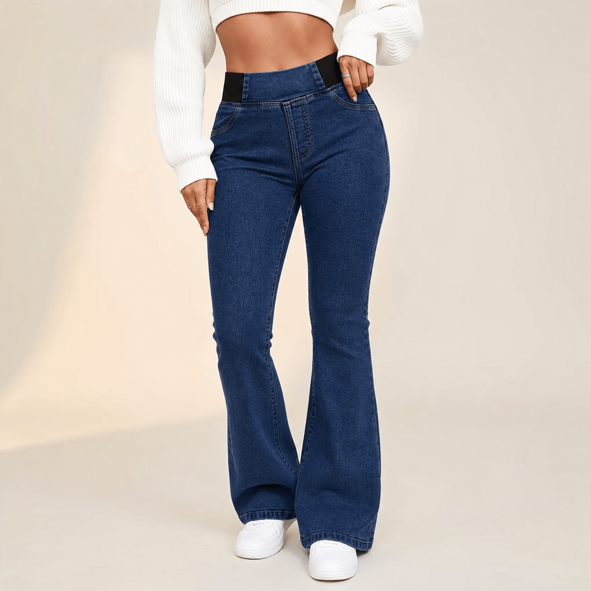 Curvela – Women's High Waist Stretch Flare Jeans