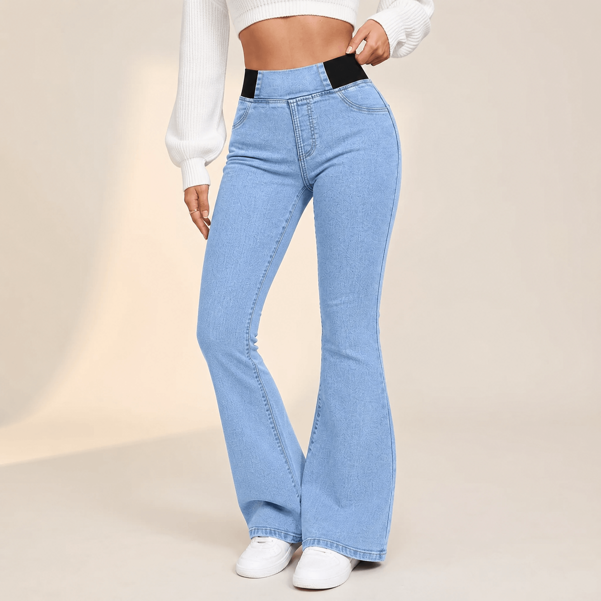 Curvela – Women's High Waist Stretch Flare Jeans