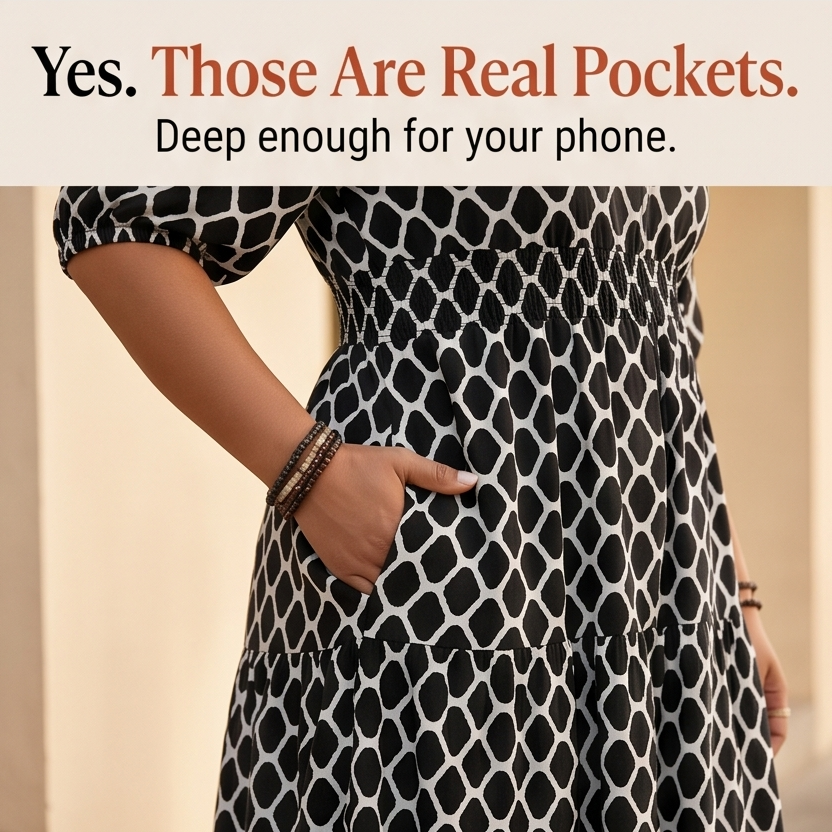 Curvella – Women's Boho Maxi Dress with Pockets