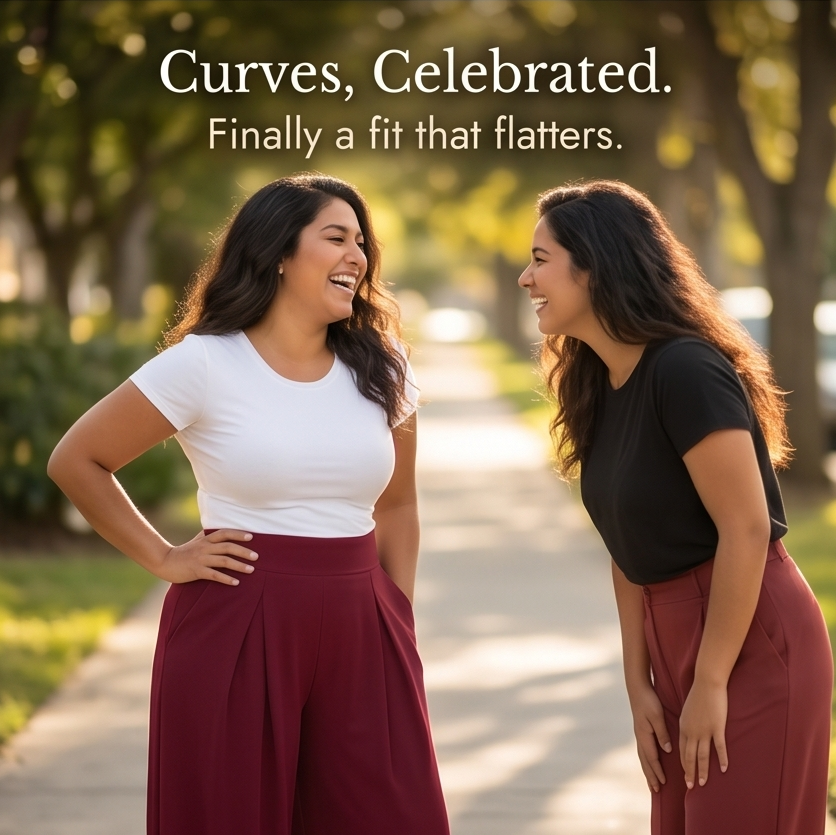 Curvella – Women's Flowy Pleated Palazzo Pants