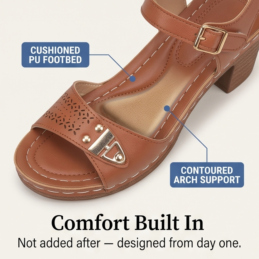 Luna – Cushioned Block Heel Sandals