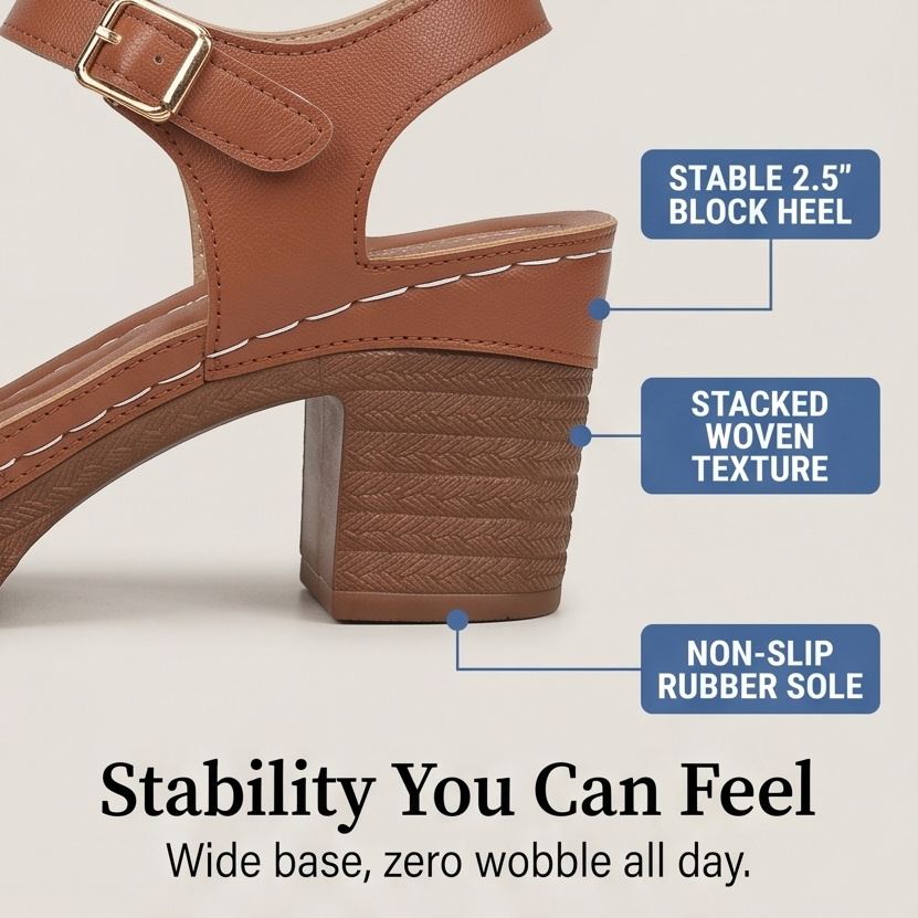 Luna – Cushioned Block Heel Sandals