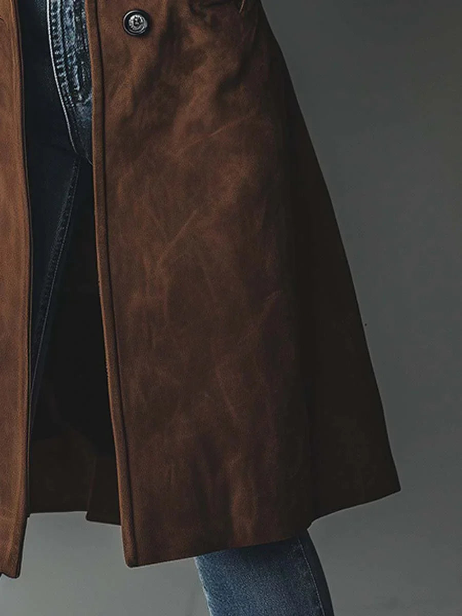 Vintage Faux Suede Trench Coat