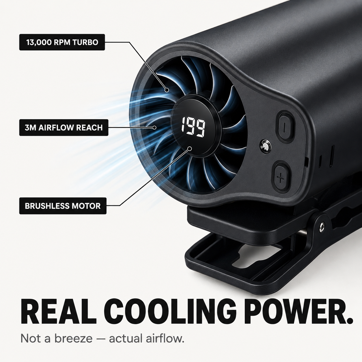 Coolnix – Portable Clip On Car Fan with LED Display