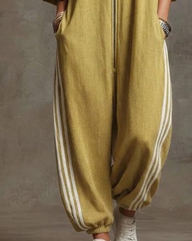 Leonora™ | Striped Tracksuit, Sporty Style with Zipper