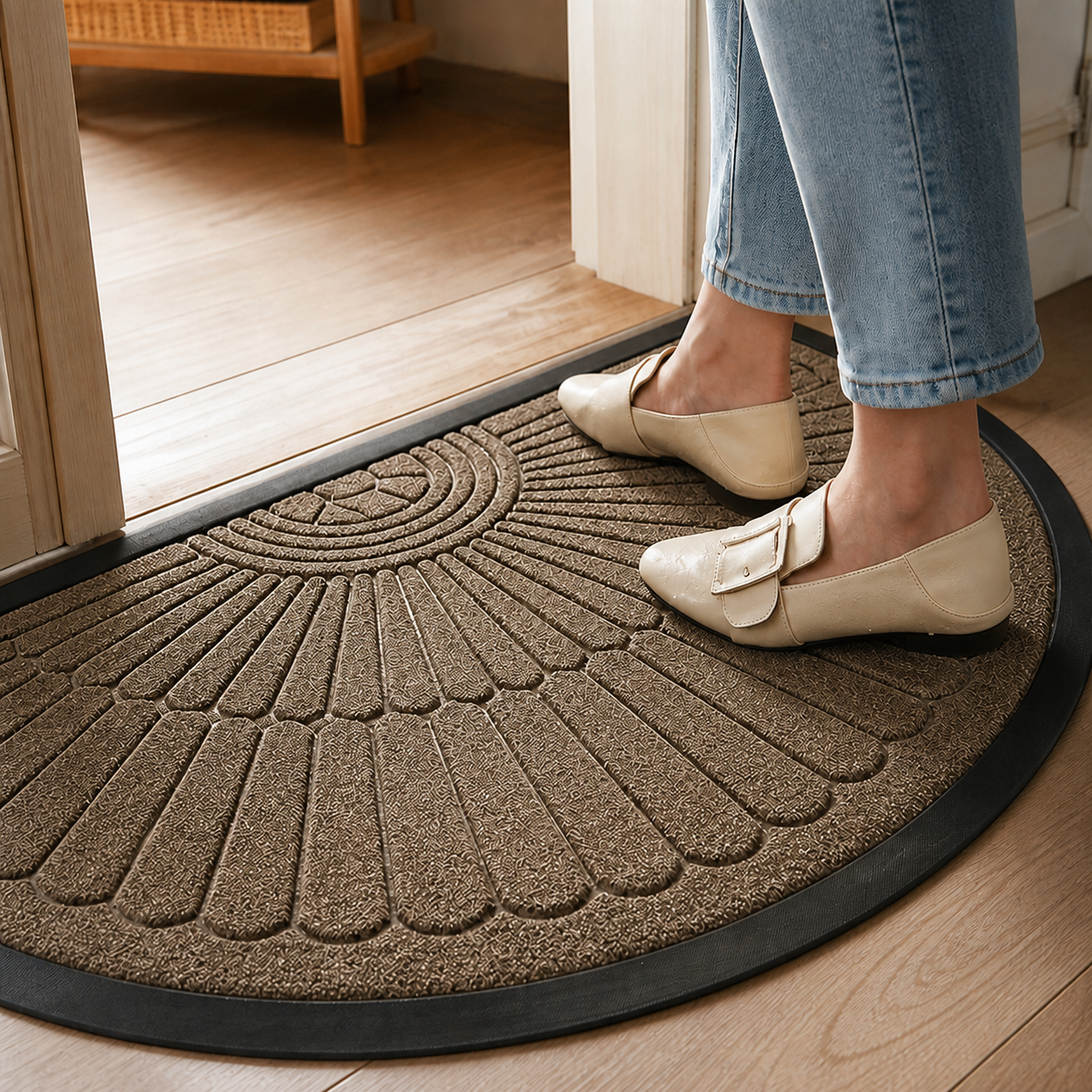 Curvella – Semi-Circular Non-Slip Entryway Door Mat