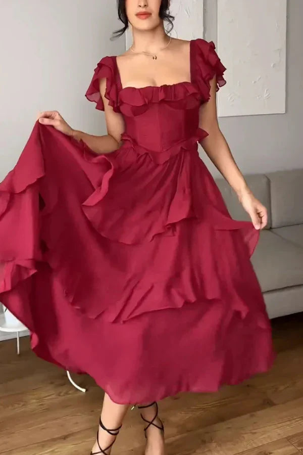 ISABELLA – ROMANTIC CASCADE RUFFLE DRESS