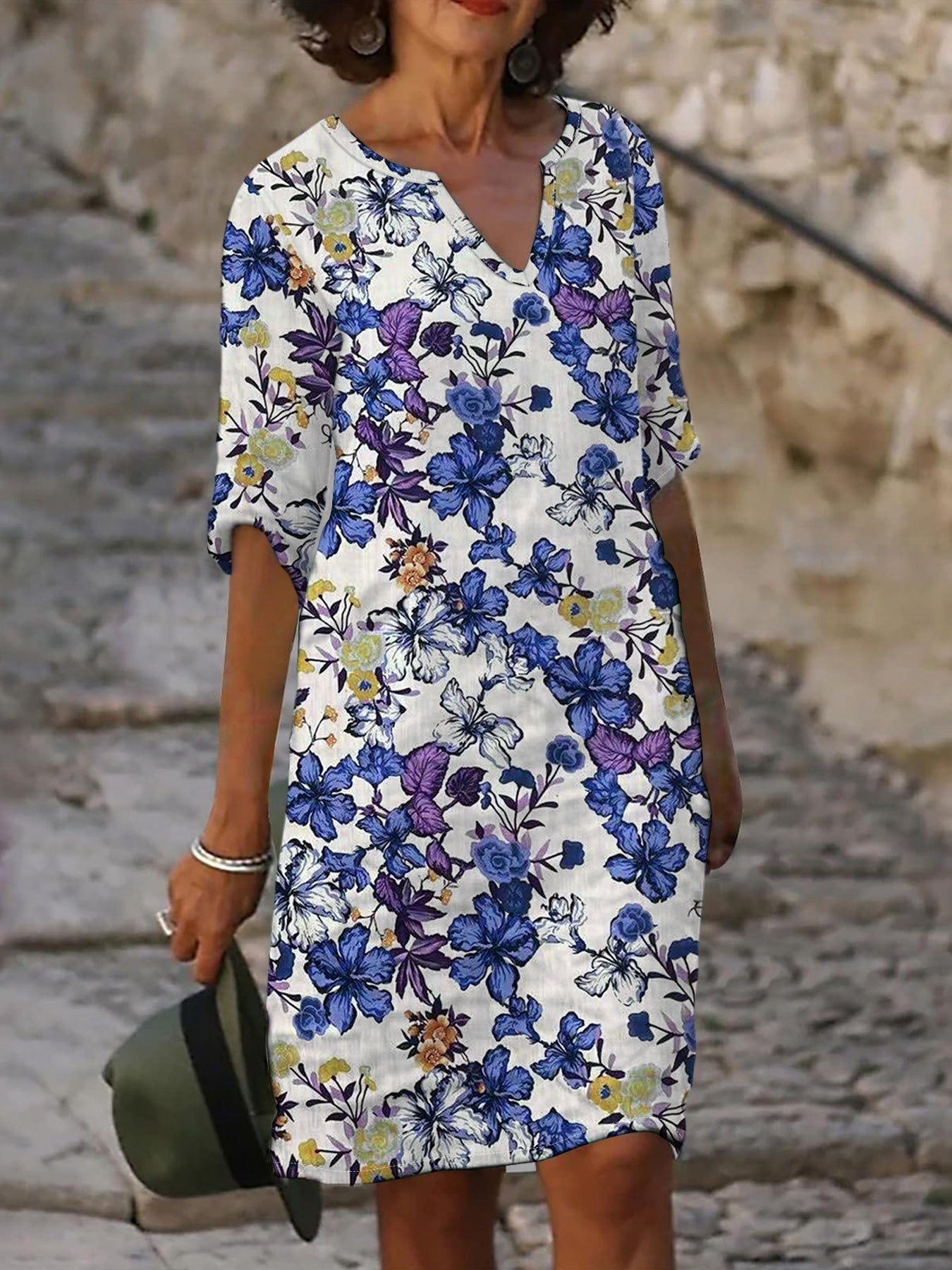 CAROLINE | Easy V-Neck Midi Dress