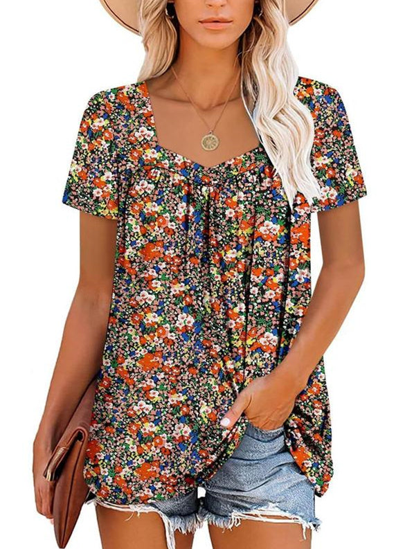 VICKY | COSY TOP WITH SHORT SLEEVES & PRINT