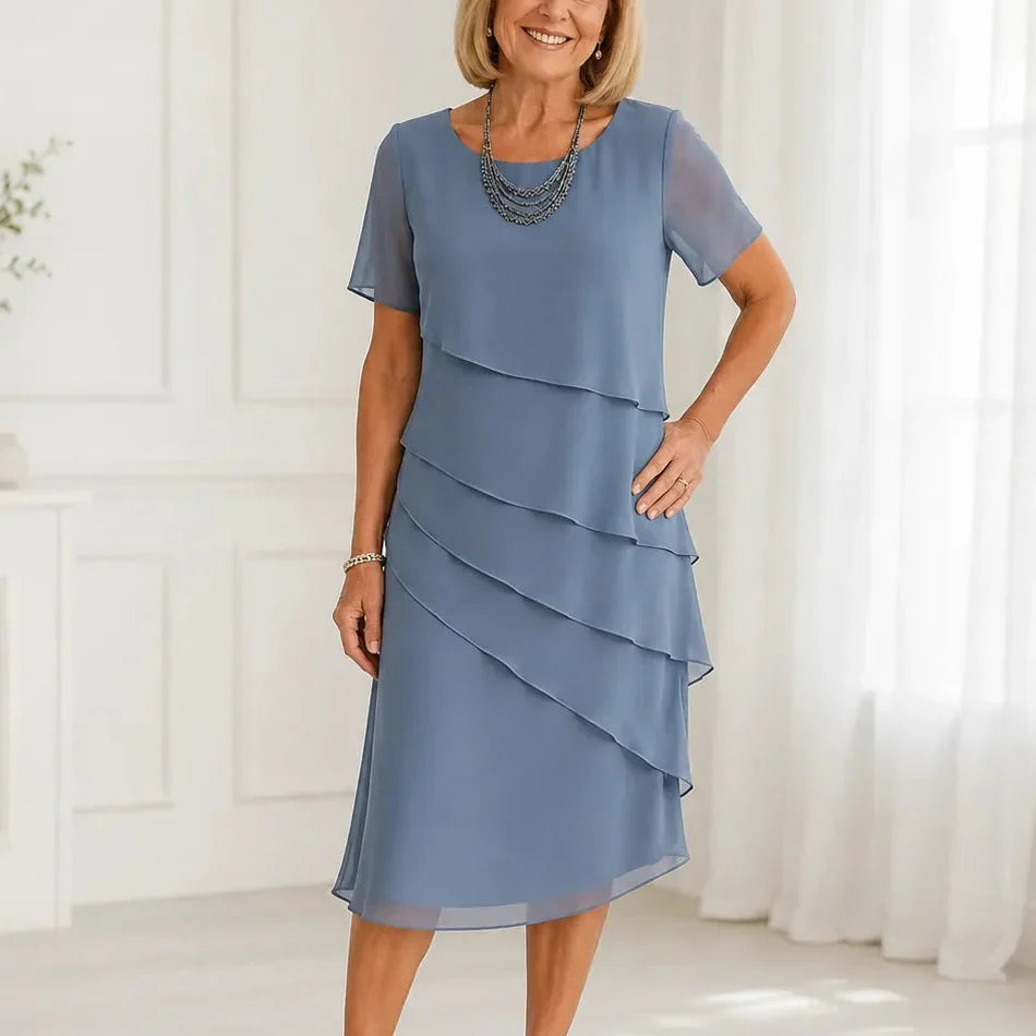 Florenza – Tiered Chiffon-like Midi Dress for Weddings and Events