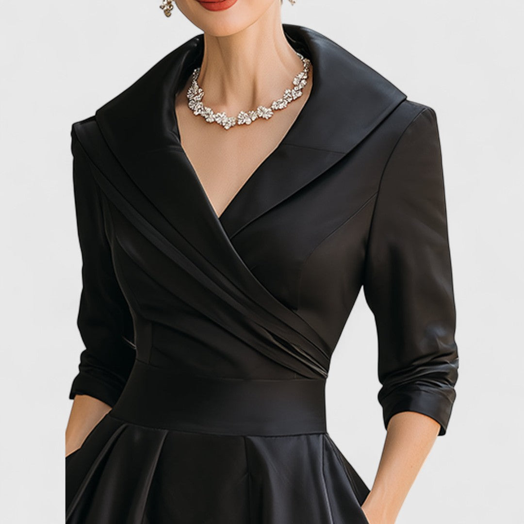 CHARLOTTE – ELEGANT V-NECK A-LINE MID-LENGTH DRESS
