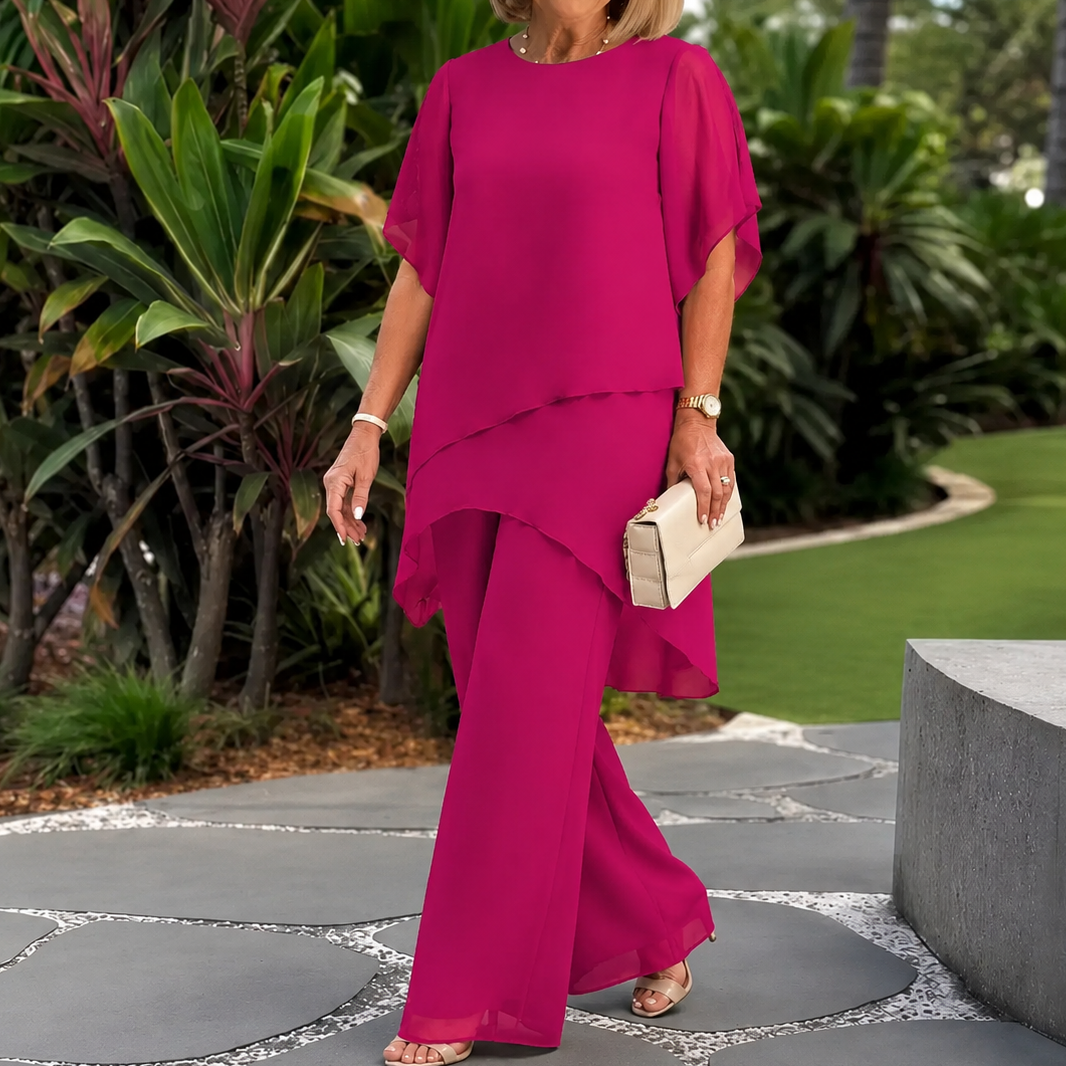 Florenza – Double-Layer Top and Wide Leg Pants Set for Women