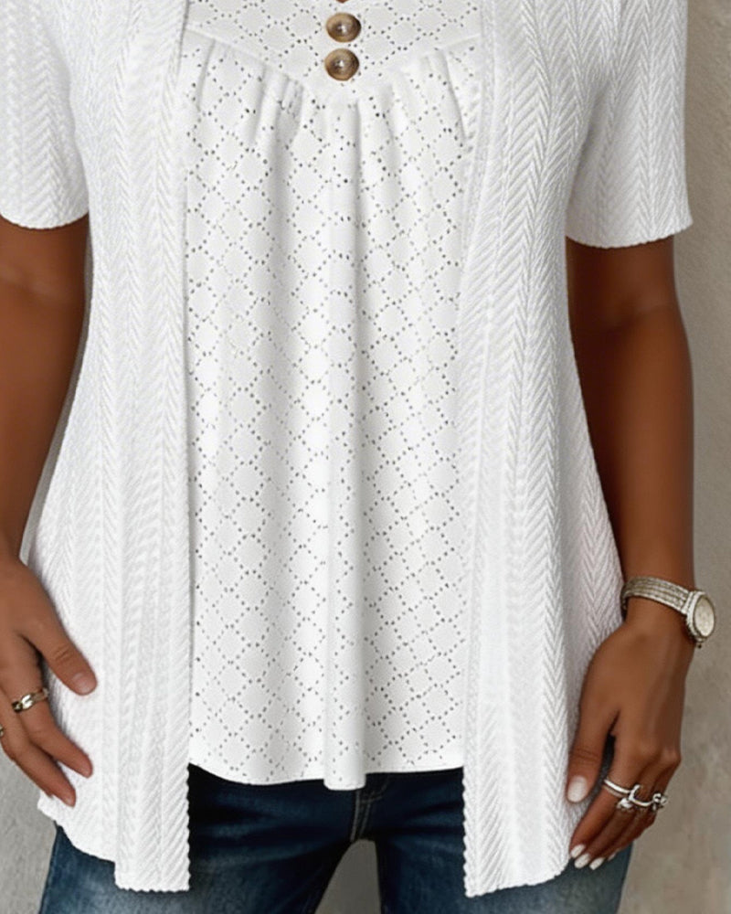 Shilina - Square Cut-Out Patchwork Blouse