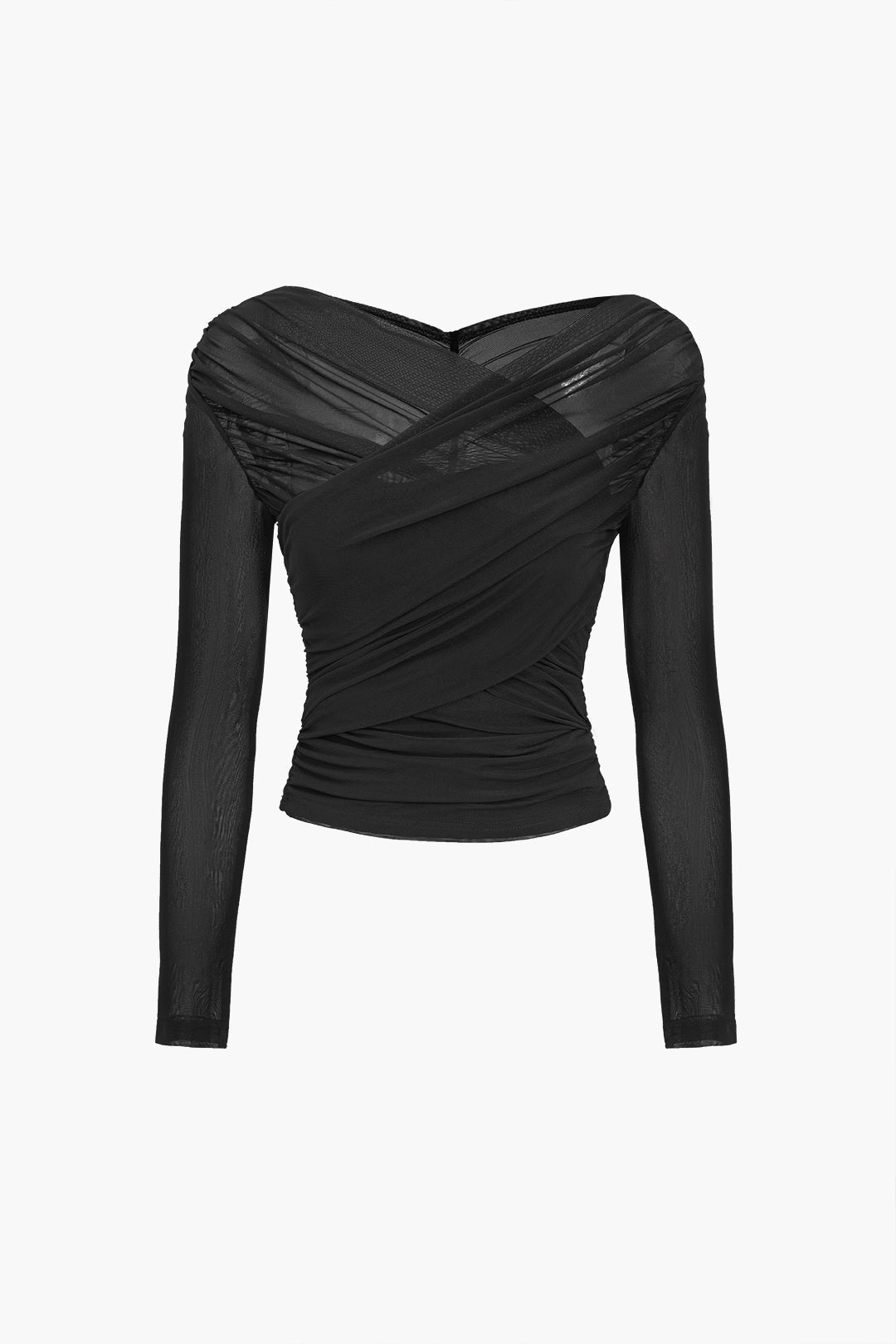 Michelle | Women Ruched Mesh Long Sleeve Top