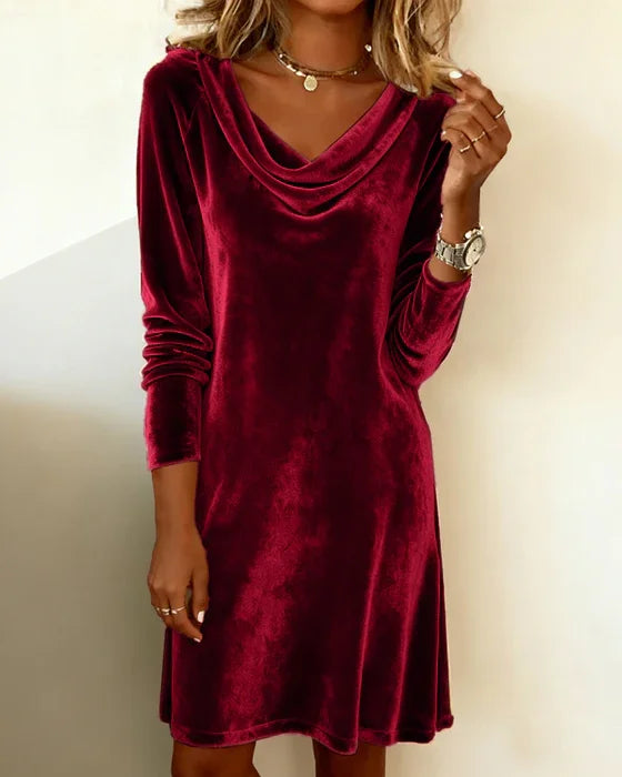Delvira | Women's Dress with Draped Neckline
