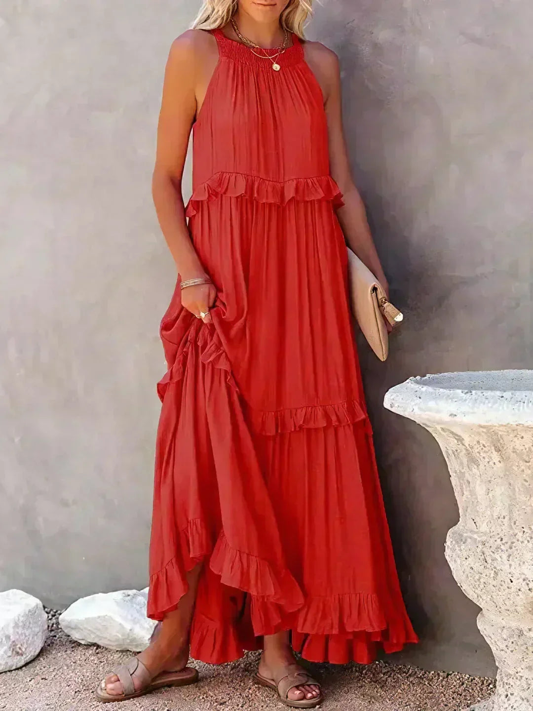 Landry - Chic Ruffle Trim Sleeveless Dress