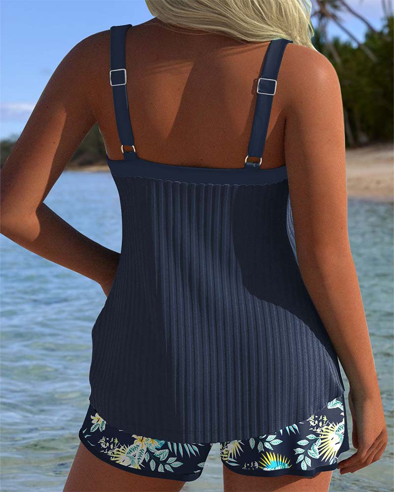 Striped Tankini Two-Piece Beach Shorts