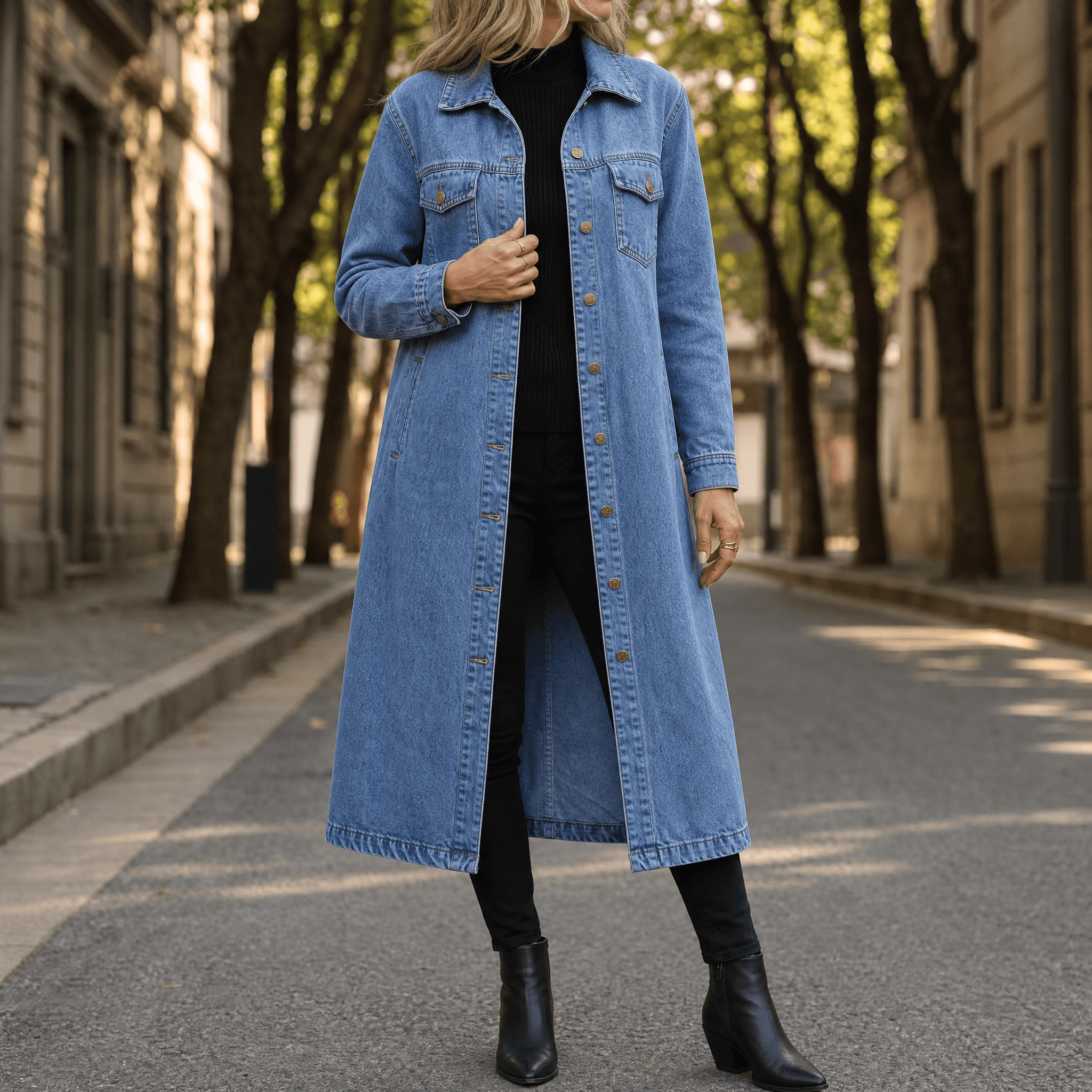 Denara – Longline Oversized Denim Coat