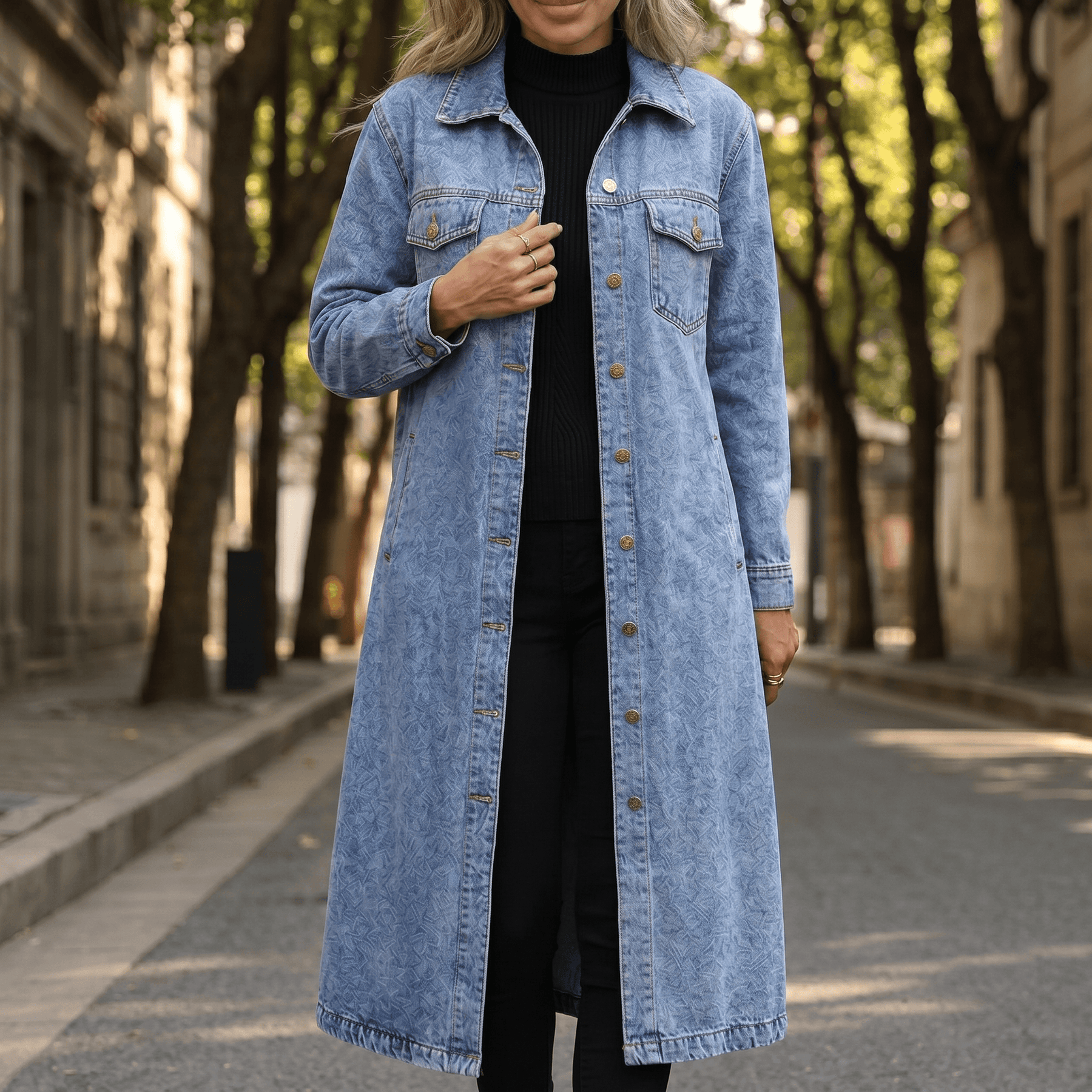 Denara – Longline Oversized Denim Coat