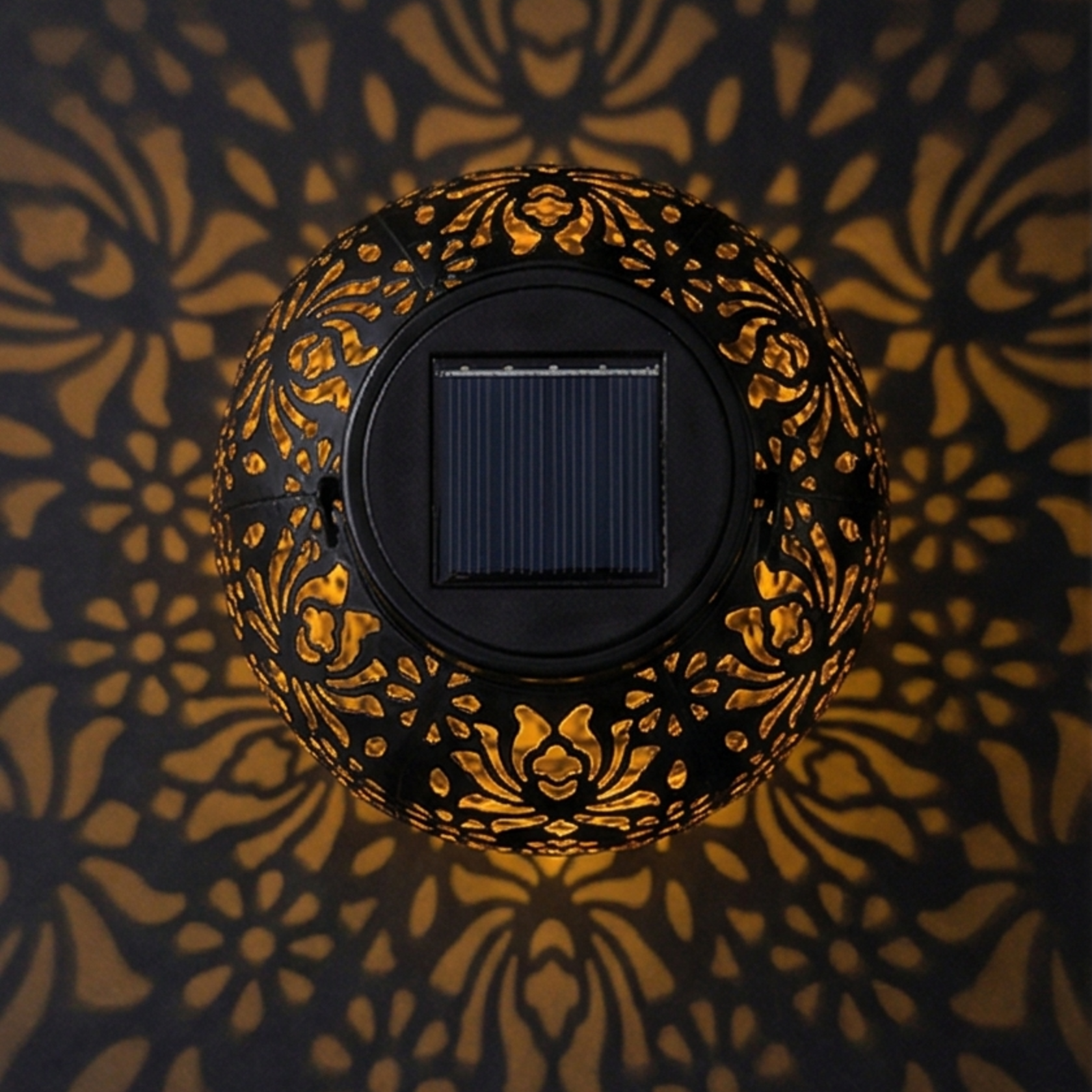 Lumivine – Solar Hanging Lantern with Floral Shadow Art