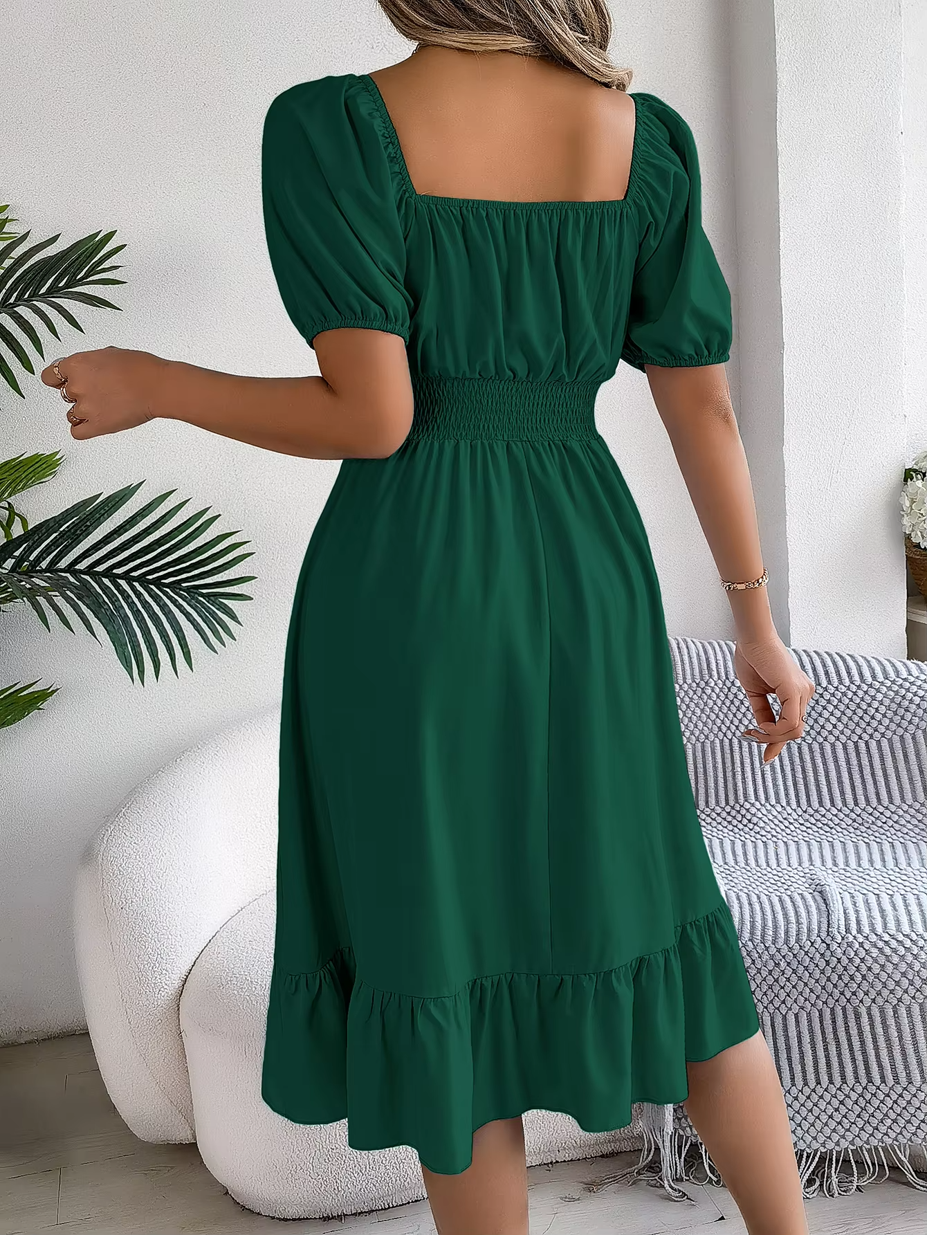 Riley™ - Stylish Short Sleeve V Neck Linen Dress