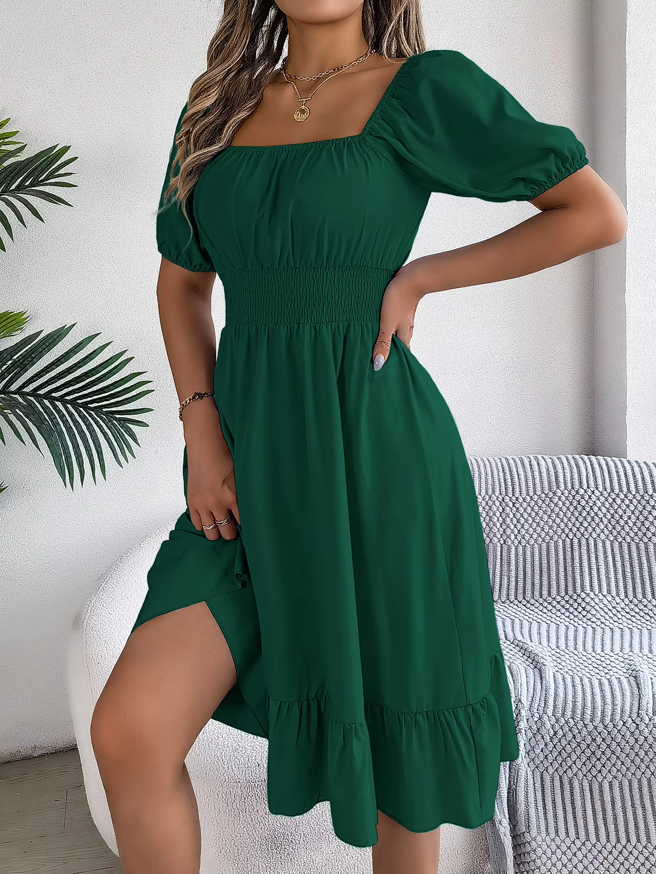 Riley™ - Stylish Short Sleeve V Neck Linen Dress