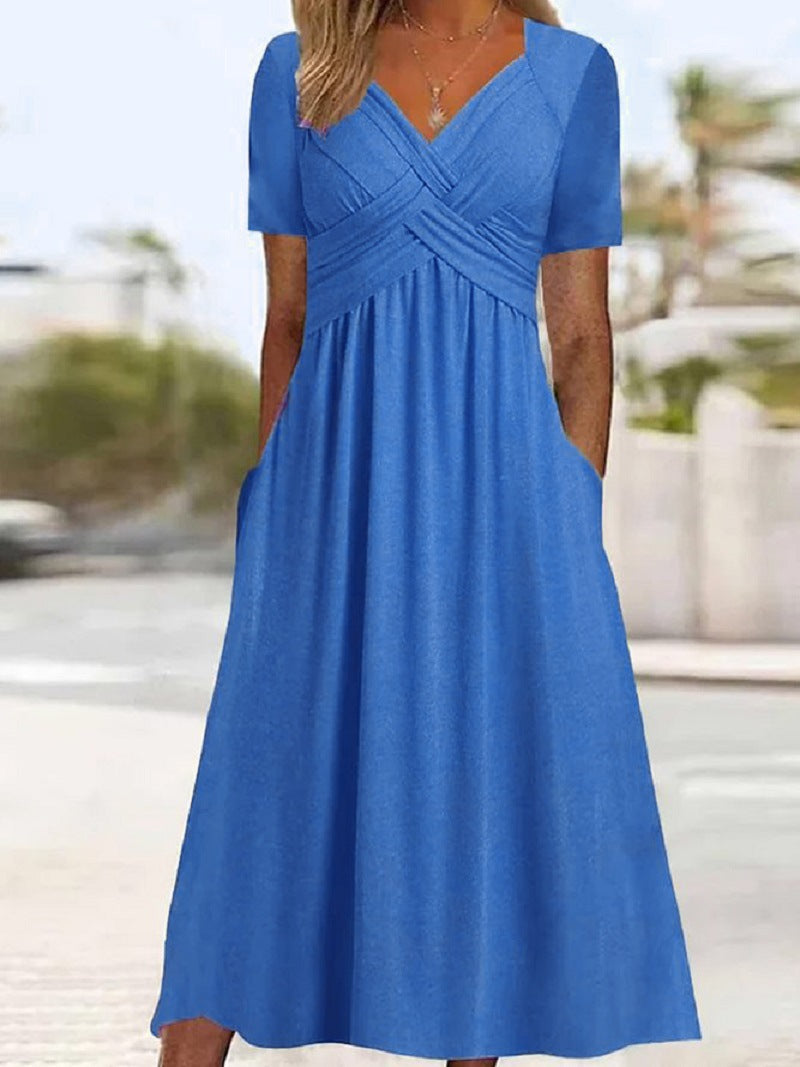 Pien - Crossover Dress With Short Sleeves.