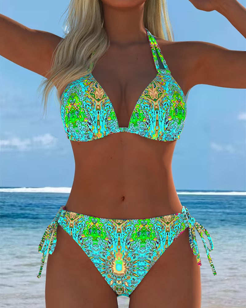 Bikini with halter print in various colors