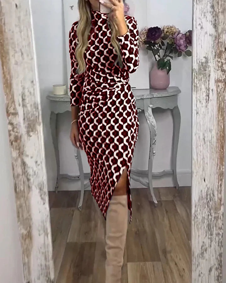 ISLA – GEOMETRIC ELEGANCE BODYCON DRESS