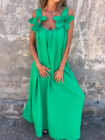 Floral Dress with U-Neckline - Timeless Elegance