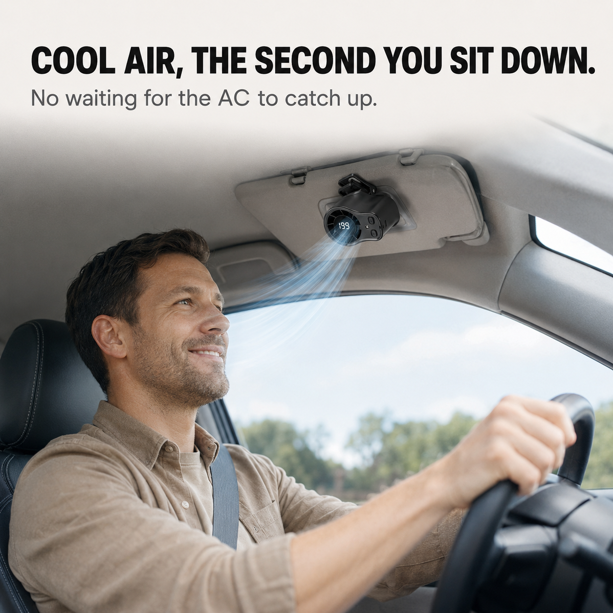 Coolnix – Portable Clip On Car Fan with LED Display