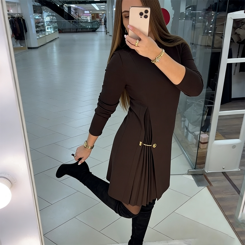 MADELINE – ELEGANT MINI DRESS WITH PLEATED ACCENTS