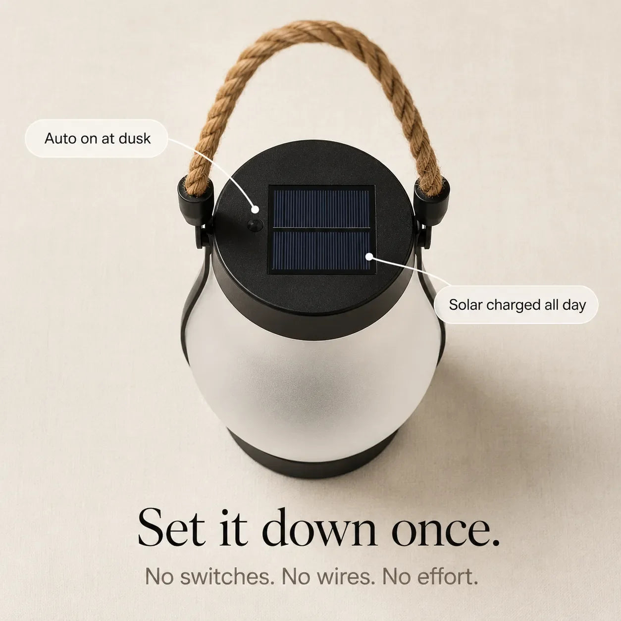 Lumvera – Nordic Solar Lantern with Flame Effect and Rope Handle
