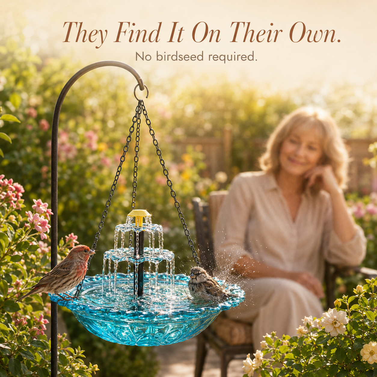 Avelora – Solar Hanging Bird Bath Fountain with Two-Tier Cascade