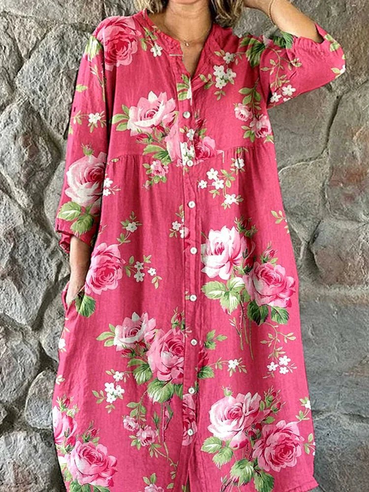 Rosalie | Floral Button Relaxed Dress