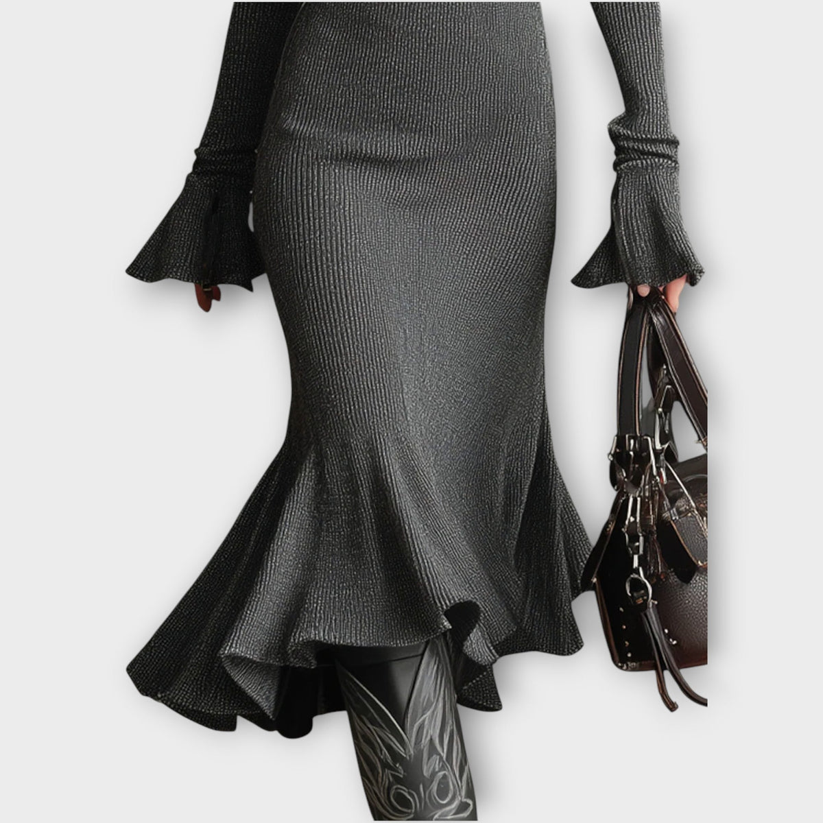 Ribbed Maxi Dress with Zipper