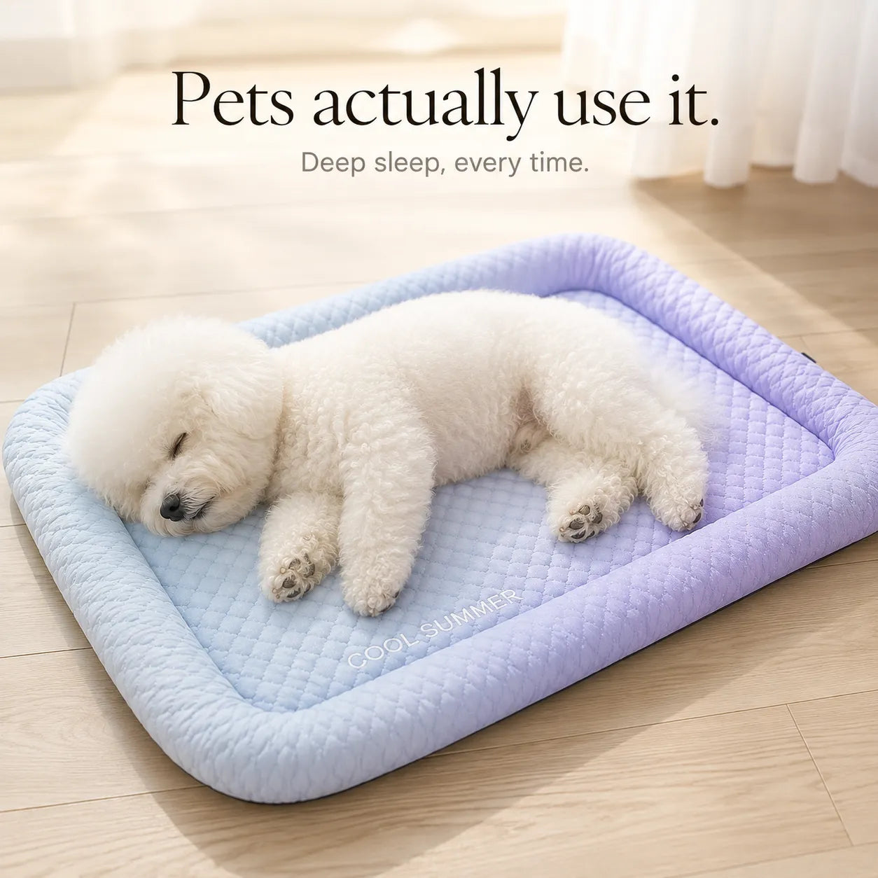 Coolaby – Ice Silk-look Pet Cooling Mat for Dogs and Cats, Padded Non-Slip Summer Bed