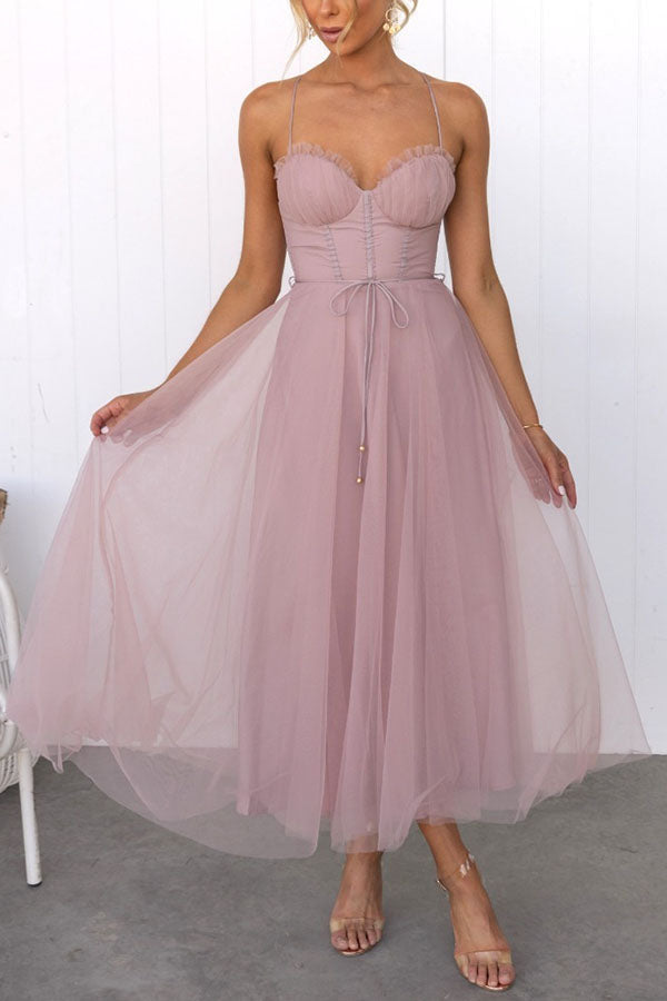 Elegant Long Dress with Bustier - Flowing Ceremony Dress