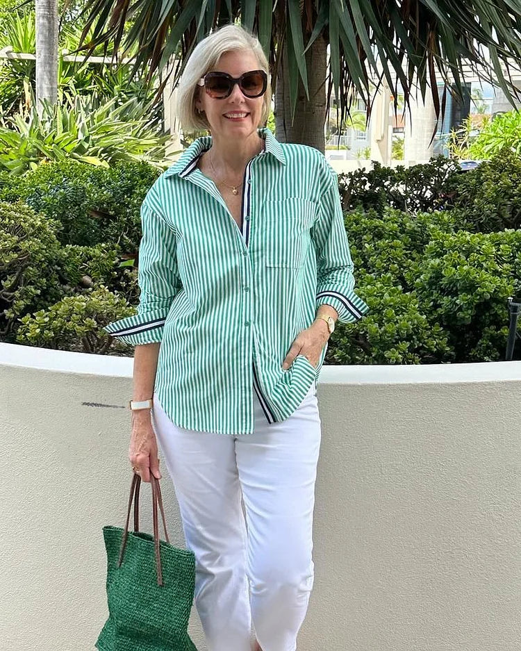 Jasmine | Women’s Classic Striped Button Shirt