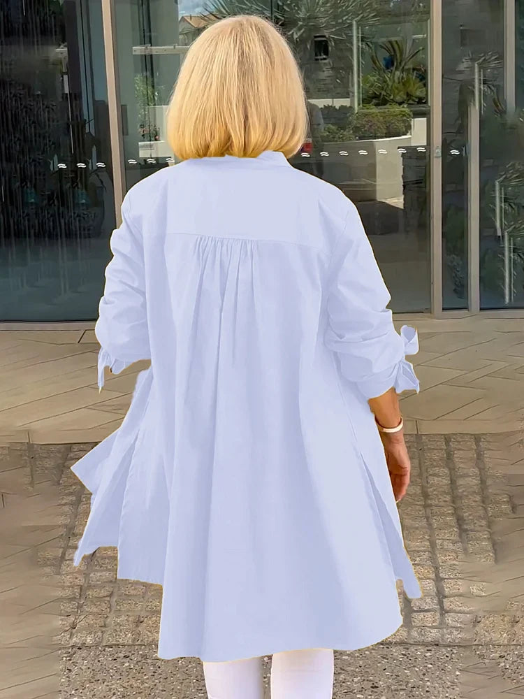 Elliora - Gathered Back Cotton Shirt Jacket